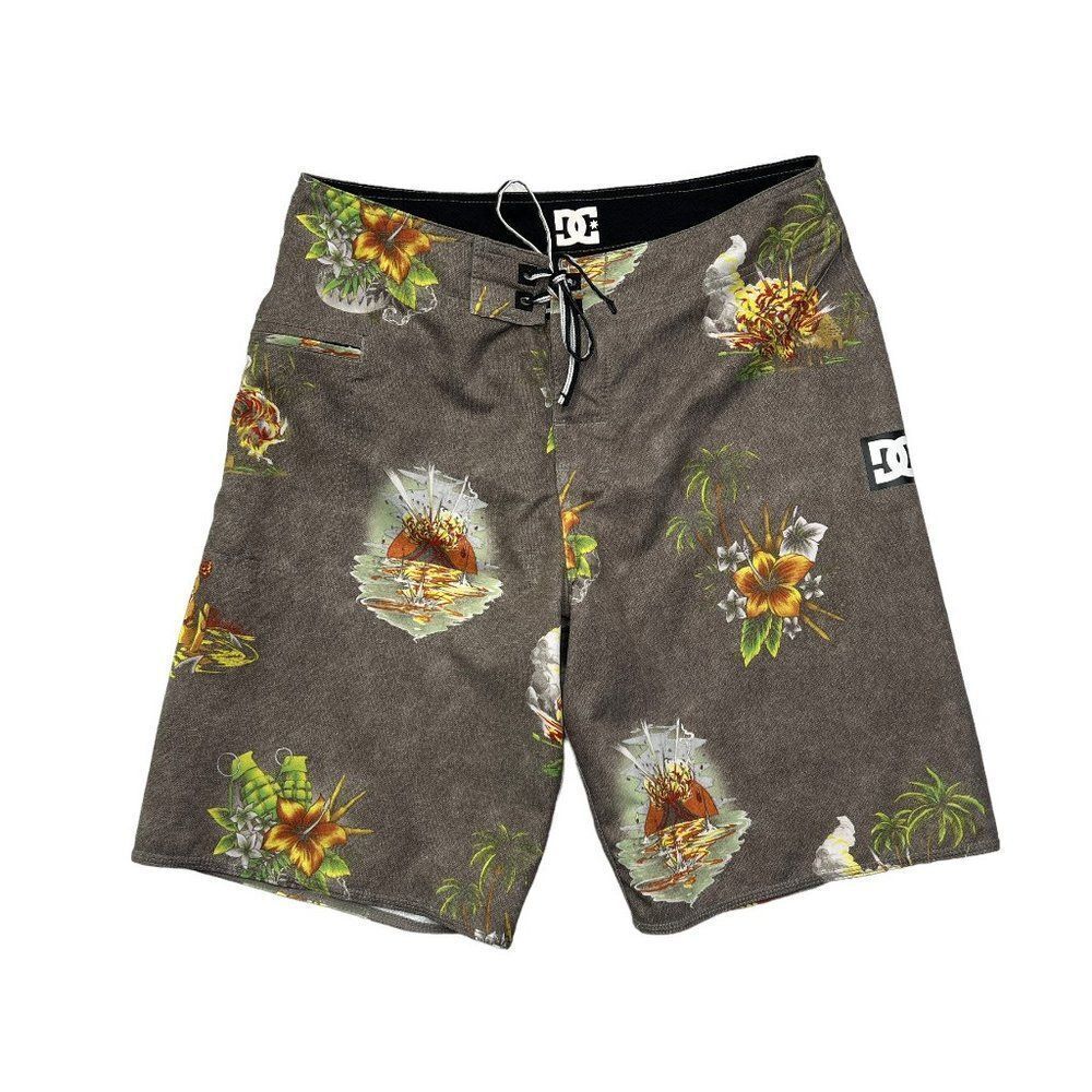DC Swim Trunks Men's Size 30 Hawaiian‎ Grenade Floral Surf Shorts Boardshorts